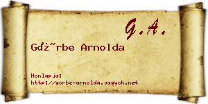 Görbe Arnolda névjegykártya